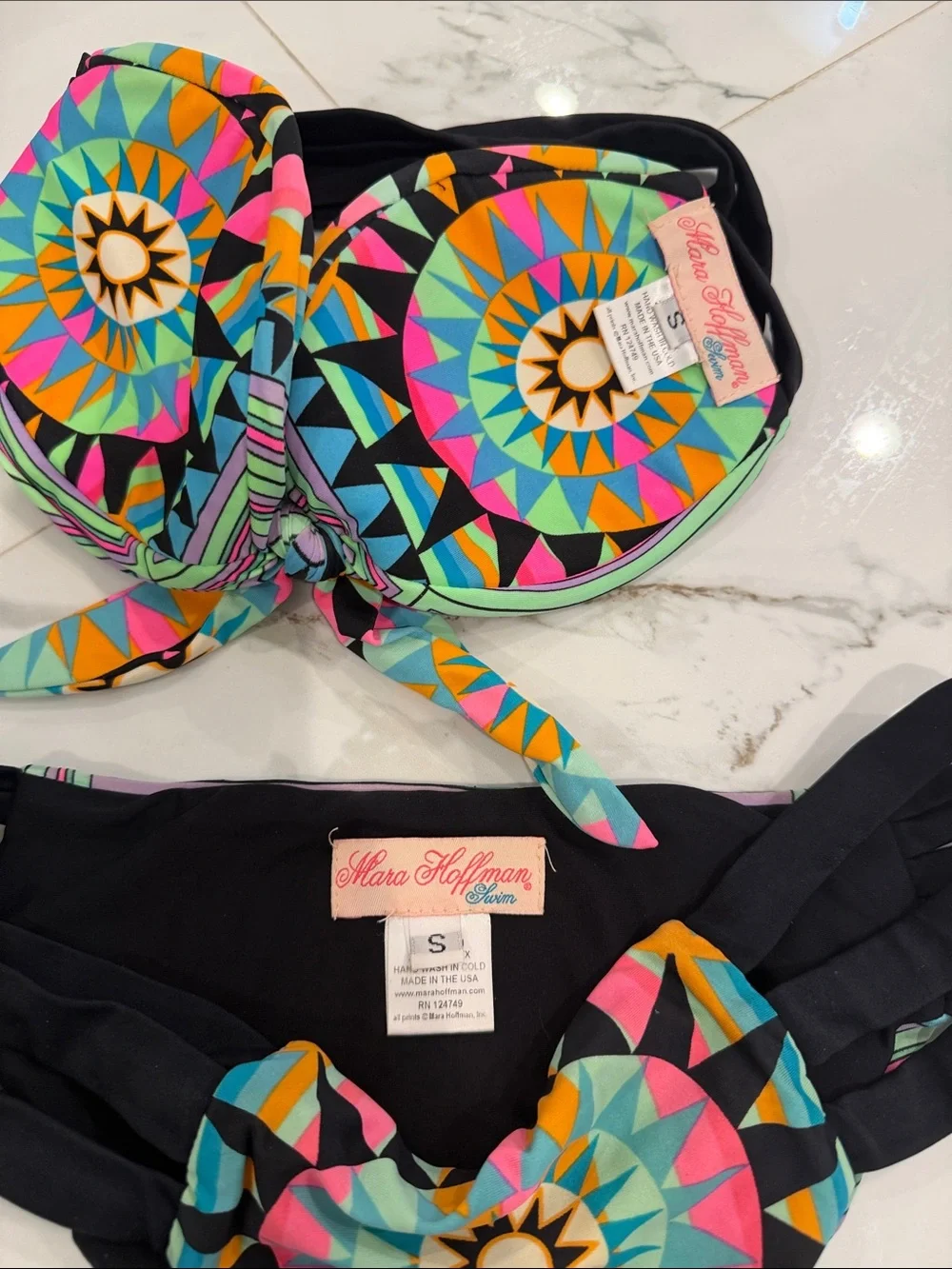 Mara hoffman bikini set Geometric Strap Turquoise, Pink Black- GREAT DEAL!